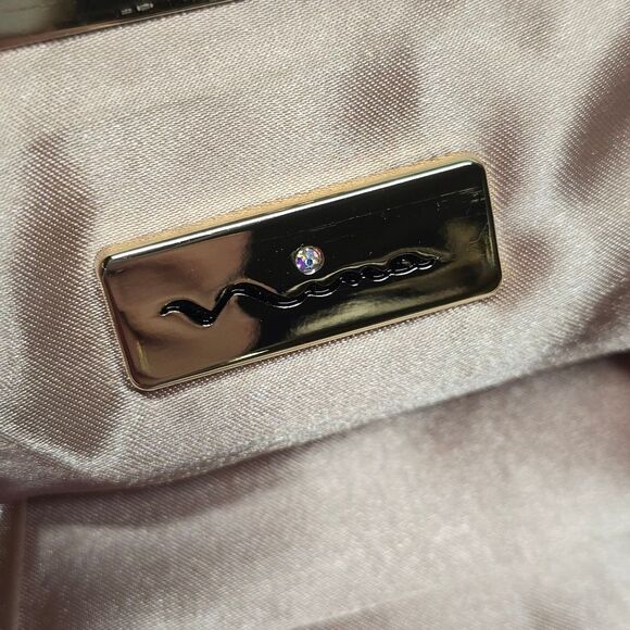 Nina Aneka Nordstrom Rose Gold Pleated Clutch With Gold Chain Formal Wedding - Picture 7 of 7